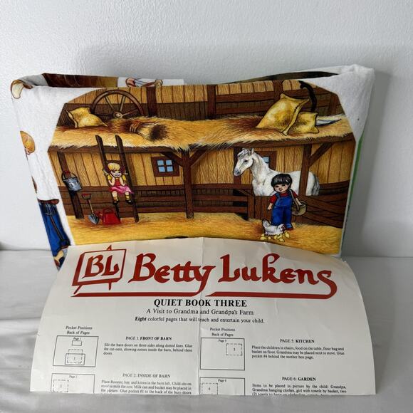 Vintage 1986 Betty Lukens Quiet Book Three Grandma Grandpa Farm Felt Kit Uncut - Picture 4 of 11